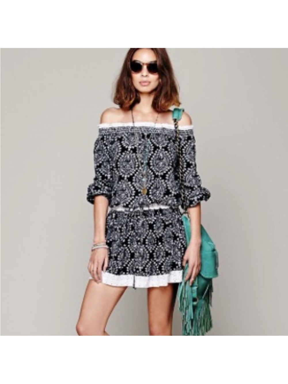 Free People Sunday Romance Off-Shoulder Mini Dress